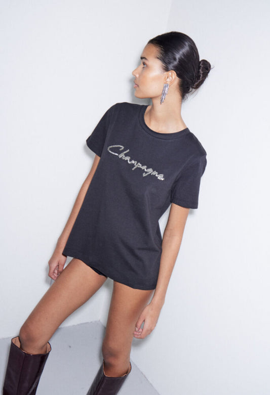 Champagne Tee Black