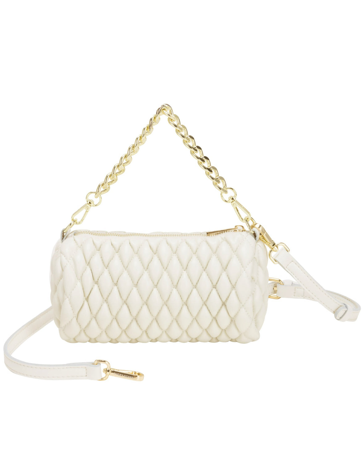 Cylinder Quilted Crossbody Bag White