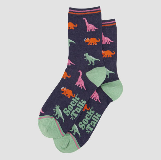 Dinosaur Navy Bamboo Socks