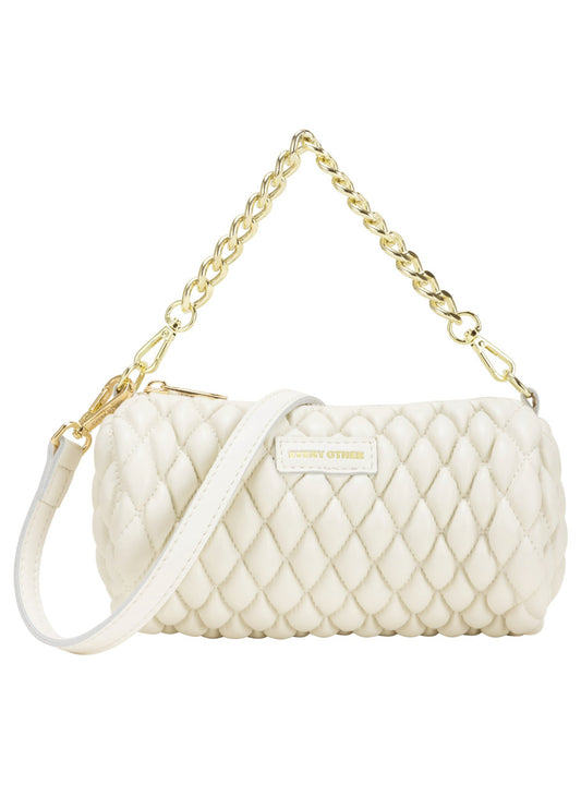 Cylinder Quilted Crossbody Bag White