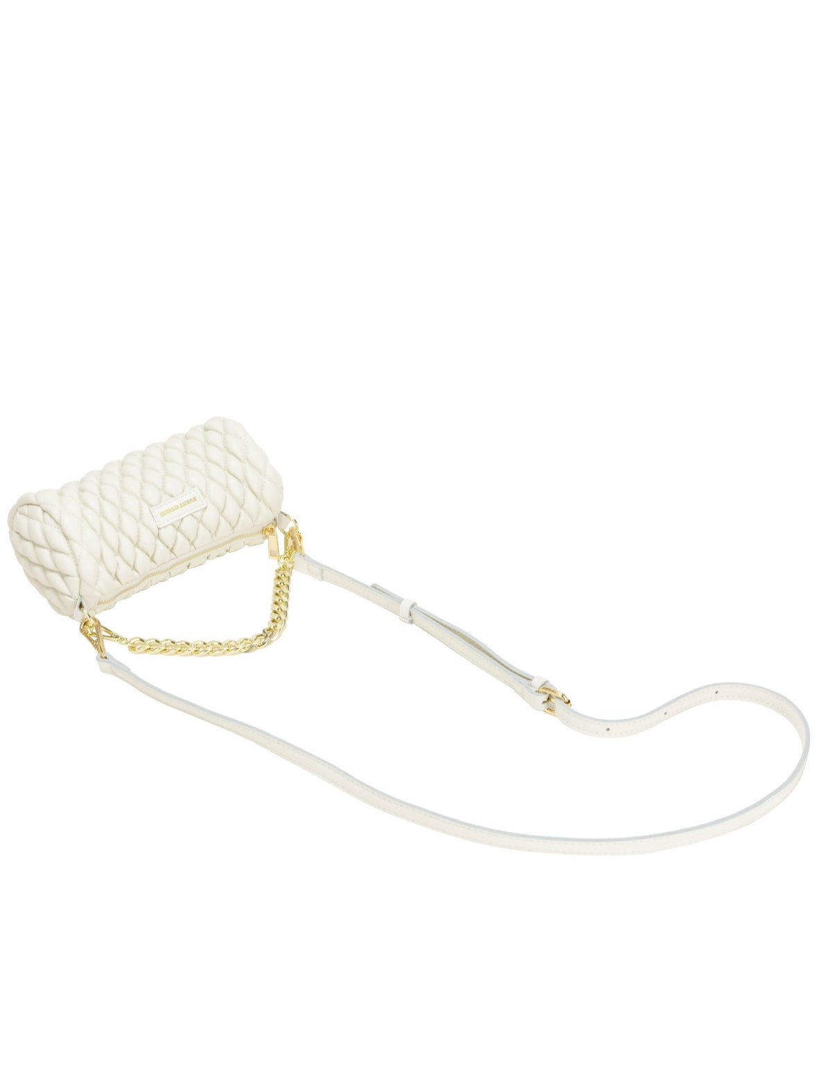 Cylinder Quilted Crossbody Bag White