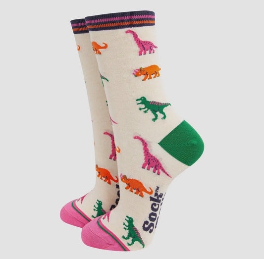 Dinosaur Cream Bamboo Socks