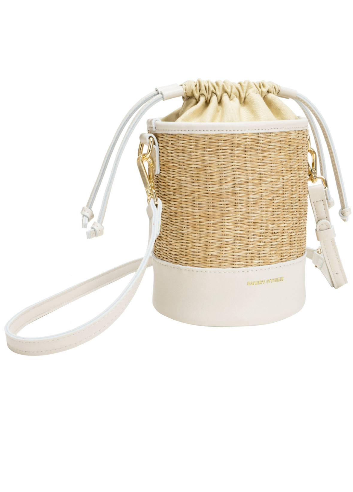 Drawstring Bucket Bag White