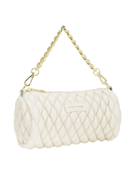 Cylinder Quilted Crossbody Bag White