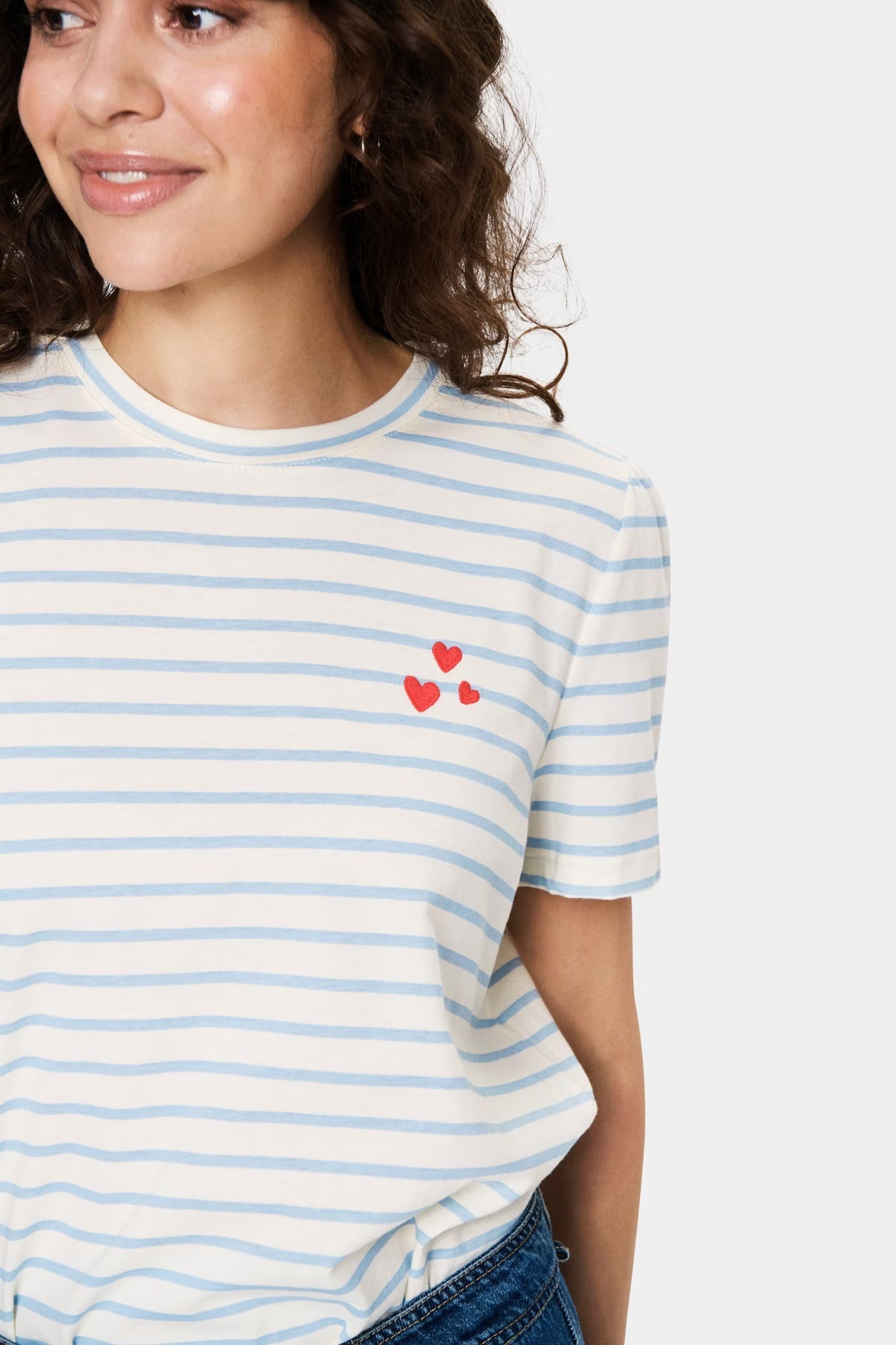 Heart Stripe Tee Blue