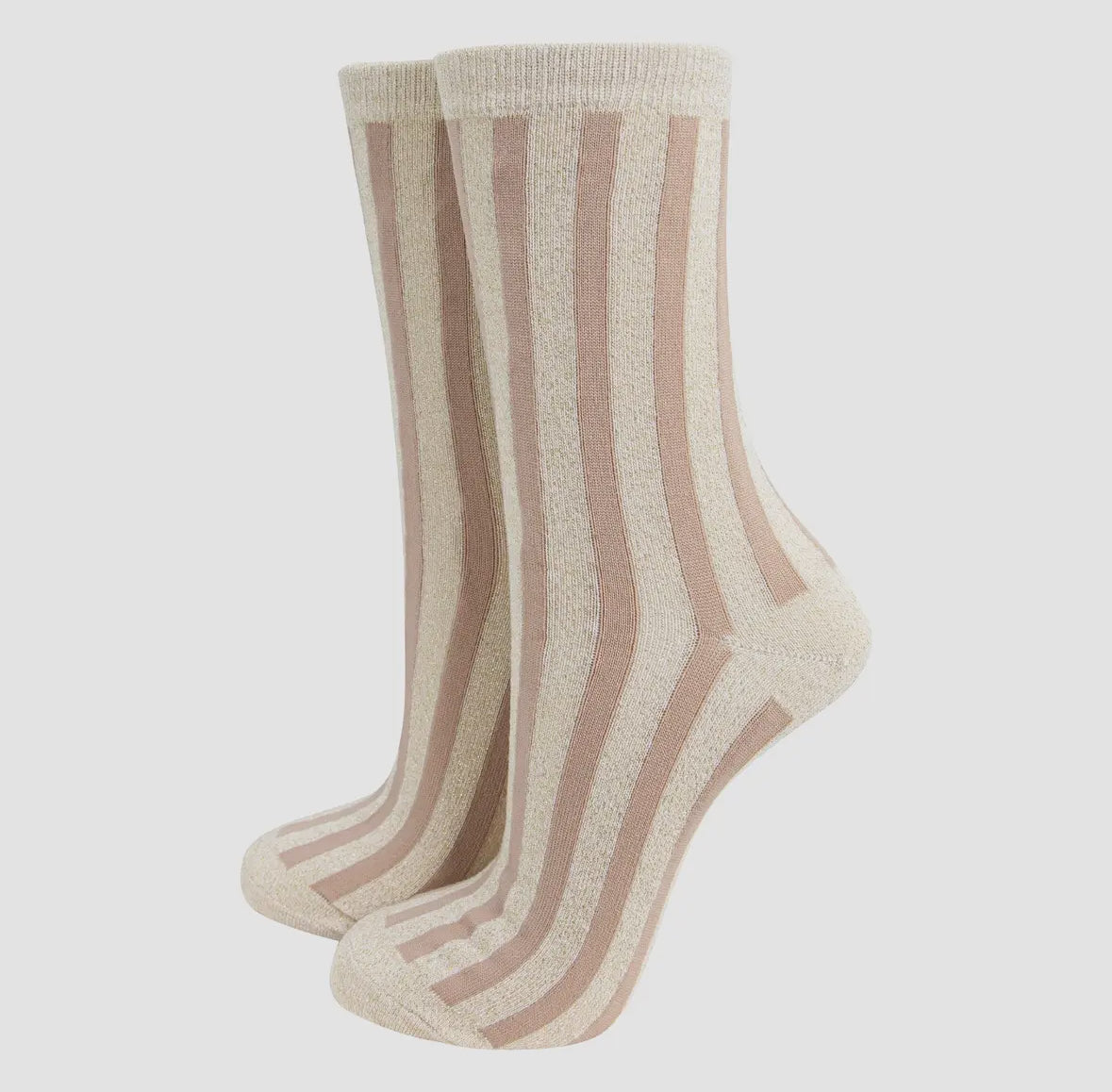 Cream Glitter Stripe Sock