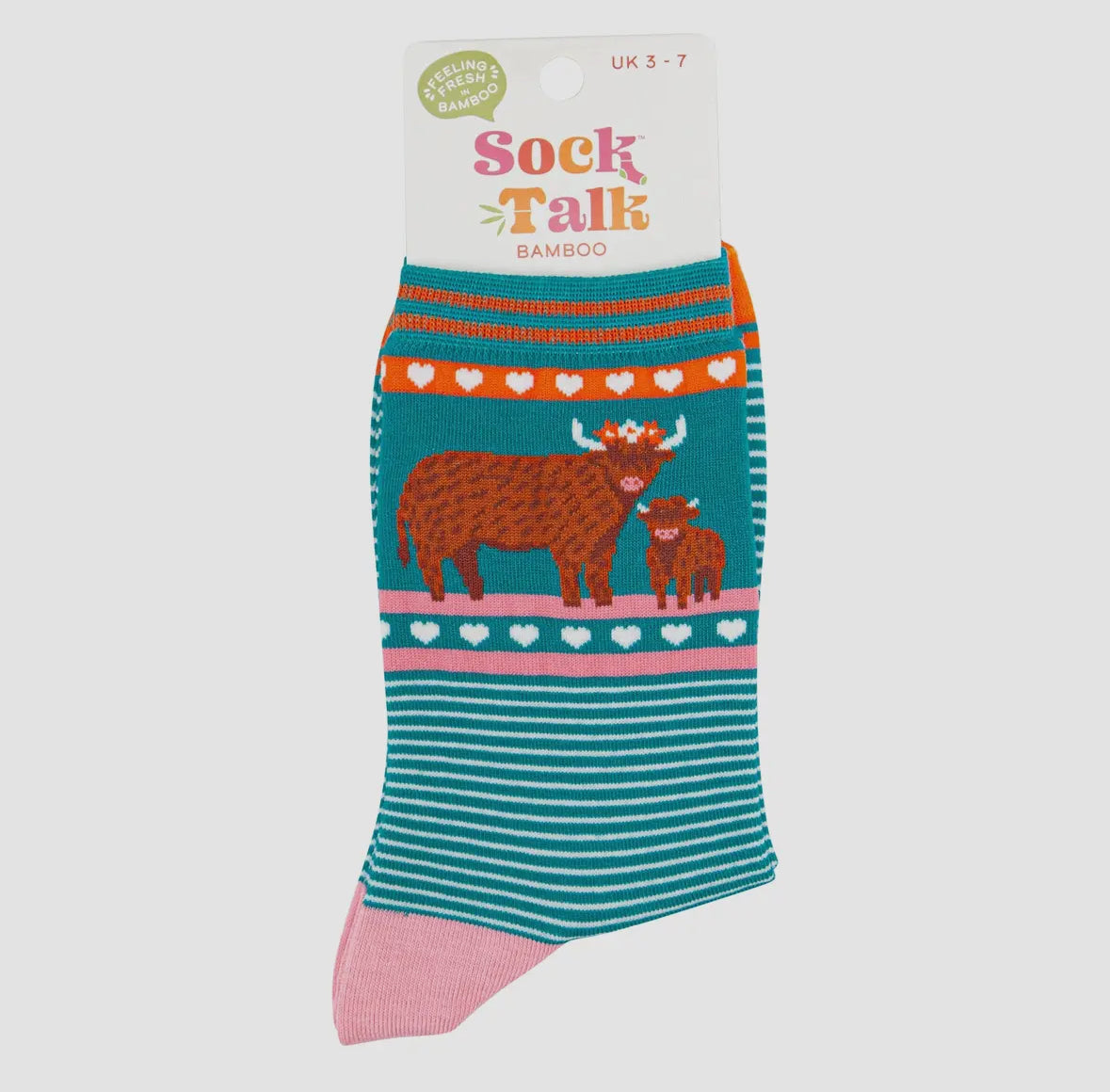 Highland Cow Teal Bamboo Socks