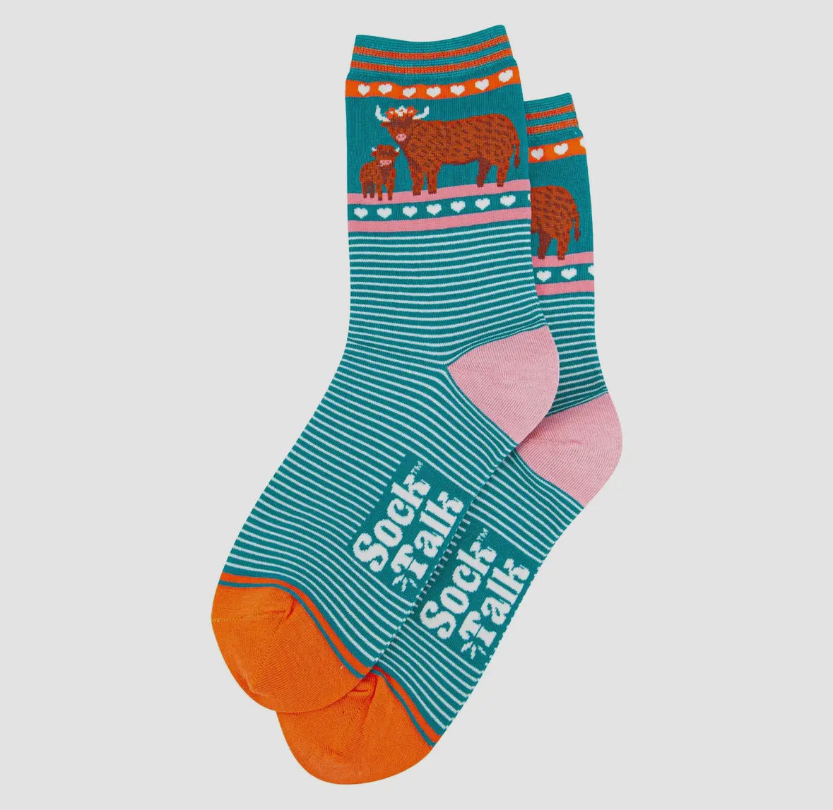 Highland Cow Teal Bamboo Socks