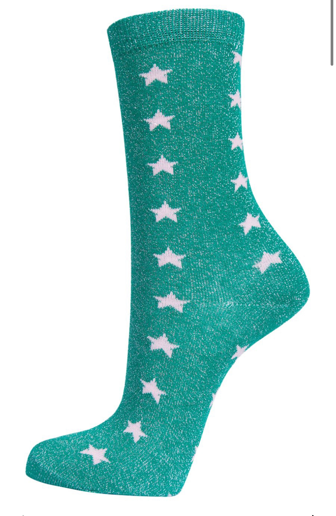 Green Glitter Socks with Stars